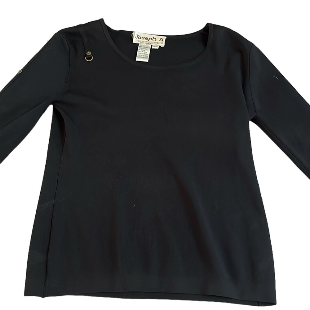 Joseph A. size large black scoop neck sweater lightweight 3/4 sleeve top